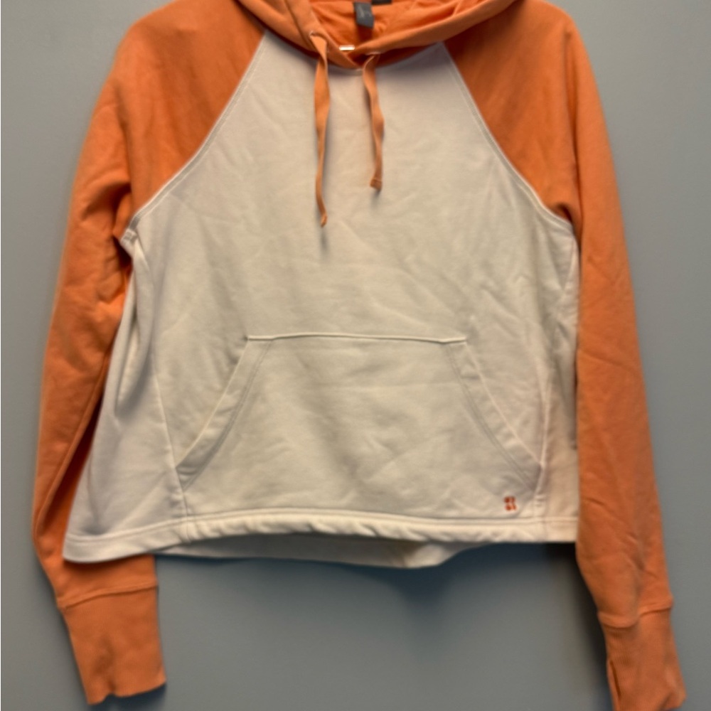 Sweaty Betty Sweater Women Small Cream Orange Pullover Hoodie Raglan Sweatshirt